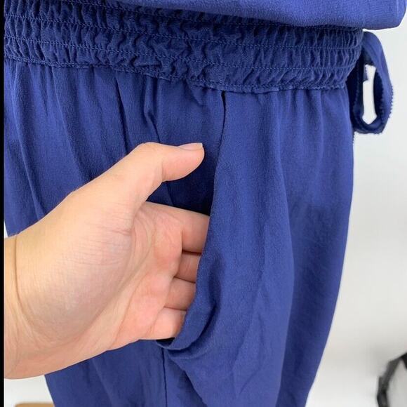 Quiksilver Blouson Silk Dress S Small Shirred Waist Tie Straps Beach Cover Up - Picture 6 of 16